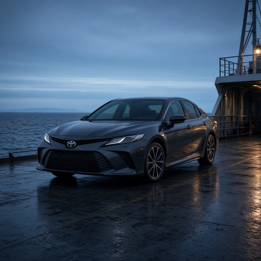 Toyota на палубе судна